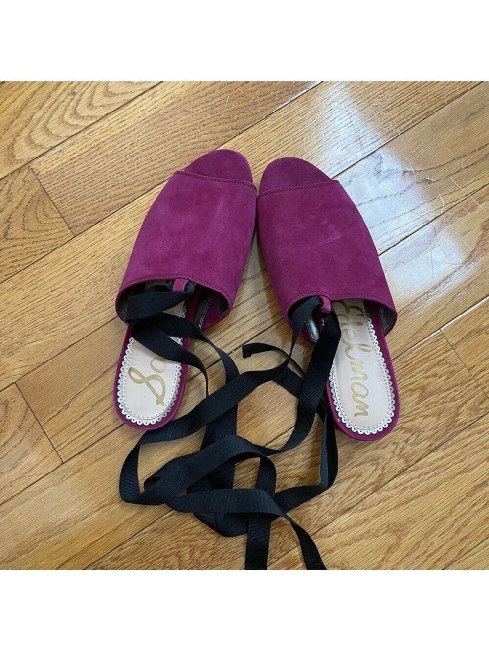 Sam Edelman Women's Suede Leather Theodora Sandals Mules with ties Magenta Sz 8 - Picture 5 of 12